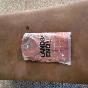 Brand new unopened men's button down dress shirt red plaid XLT 17-17 1/2